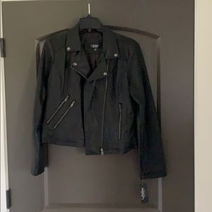 NEVER WORN! Black pleather ladies bomber jacket
